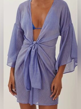 Vix Tie-Front Sheer Beach Cover Up